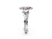 Solitaire Engagement Ring Setting for Fancy Pink Marquise Center with Pave and Plain Crossover Band and Prong Head in Sterling Silver
