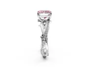 Solitaire Engagement Ring Setting for Fancy Pink Radiant Cut Center with Pave and Plain Crossover Band and Prong Head in Sterling Silver