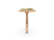 Milgrain Halo Engagement Ring Setting for Fancy Yellow Marquise Center with Bezel Point Accents and Prong Head in Rose Gold