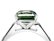Solitaire Engagement Ring Setting for Fancy Green Asscher Cut Center with Channel Accents and Prong Head in White Gold