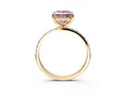 Solitaire Engagement Ring Setting for Fancy Pink Princess Cut Center with Pave Accents and Prong Head in Yellow Gold