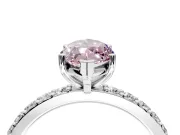 Solitaire Engagement Ring Setting for Fancy Pink Marquise Center with Round Cut Pave Band and Prong Head in Platinum