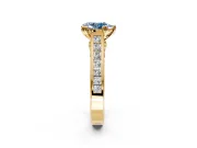 Solitaire Engagement Ring Setting for Fancy Blue Pear-Shaped Center with Channel Band and Double Claw Prong Head in Yellow Gold