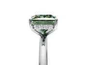 Hidden Halo Engagement Ring Setting for Fancy Green Princess Cut Center with Thin Rounded Band and Prong Head in Platinum