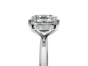 Hidden Halo Engagement Ring Setting for Asscher Cut Center with Thin Rounded Band and Prong Head in White Gold