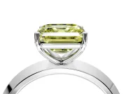 Solitaire Engagement Ring Setting for Fancy Yellow Asscher Cut Center with Wide Knife Ridge Band and Prong Head in Platinum