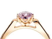 Solitaire Engagement Ring Setting for Fancy Pink Pear-Shaped Center with Channel Accents and Prong Head in Rose Gold