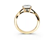 Solitaire Engagement Ring Setting for Asscher Cut Center with Plain Bypass Twist Band and Prong Head in Yellow Gold