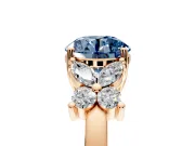 Floral Engagement Ring Setting for Fancy Blue Round Cut Center with Marquise Cluster Shoulders and Prong Head in Rose Gold