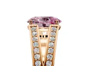Split Shank Engagement Ring Setting for Fancy Pink Oval Center with Pave Split Shank and Prong Head in Rose Gold