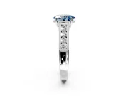 Solitaire Engagement Ring Setting for Fancy Blue Oval Center with Cathedral Channel Band and Prong Head in Platinum