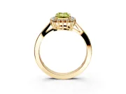 Starburst Halo Engagement Ring Setting for Fancy Yellow Emerald Cut Center with Flat Cathedral Band and Prong Head in Yellow Gold