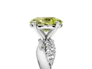 Solitaire Engagement Ring Setting for Fancy Yellow Oval Center with Pave and Plain Crossover and Basket Head in Platinum
