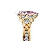 Cluster Engagement Ring Setting for Fancy Pink Pear-Shaped Center with Bezel Accent Clusters and Prong Head in Yellow Gold