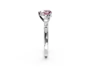 3 Stone Engagement Ring Setting for Fancy Pink Heart-Shaped Center with Tapered Baguettes, Plain Band and Prong Head in Platinum