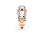 Solitaire Engagement Ring Setting for Fancy Pink Asscher Cut Center with Wide-Open Split Shank and Prong Head in Rose Gold