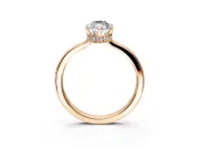 Hidden Halo Engagement Ring Setting for Marquise Center with Wide Flat Plain Band and Prong Head in Rose Gold