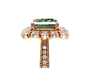 Milgrain Halo Engagement Ring Setting for Fancy Green Princess Cut Center with Bezel Point Accents and Prong Head in Rose Gold
