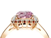 Starburst Halo Engagement Ring Setting for Fancy Pink Cushion Cut Center with Flat Cathedral Band and Prong Head in Rose Gold