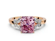 Solitaire Engagement Ring Setting for Fancy Pink Radiant Cut Center with Marquise Flower Shoulders and Prong Head in Rose Gold