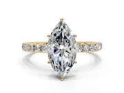 Solitaire Engagement Ring Setting for Marquise Center with Large Accent Band and Prong Head in Yellow Gold