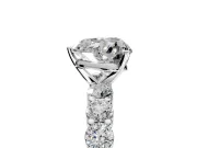 Shared-Prong Engagement Ring Setting for Heart-Shaped Center with Graduated Accents and Prong Head in Sterling Silver