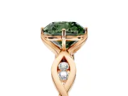 Solitaire Engagement Ring Setting for Fancy Green Cushion Cut Center with Accented Twist Band and Leaf Prong Head in Rose Gold