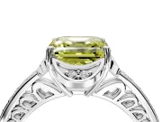 Floral Engagement Ring Setting for Fancy Yellow Asscher Cut Center with Four Accent Clusters and Prong Head in Platinum