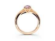 Solitaire Engagement Ring Setting for Fancy Pink Pear-Shaped Center with Reverse Tapered Band and Prong Head in Rose Gold
