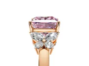 Solitaire Engagement Ring Setting for Fancy Pink Princess Cut Center with Marquise Flower Shoulders and Prong Head in Rose Gold