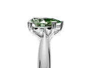 Solitaire Engagement Ring Setting for Fancy Green Pear-Shaped Center with Reverse Tapered Band and Prong Head in Platinum