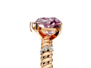 Rope Engagement Ring Setting for Fancy Pink Heart-Shaped Center with Accent Shoulders and Prong Head in Rose Gold