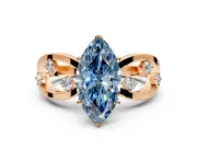 Solitaire Engagement Ring Setting for Fancy Blue Marquise Center with Criss-Cross Accent Band and Prong Head in Rose Gold