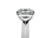 Solitaire Engagement Ring Setting for Asscher Cut Center with Wide Knife Ridge Band and Prong Head in Platinum