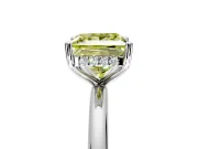 Hidden Halo Engagement Ring Setting for Fancy Yellow Princess Cut Center with Thin Round-Wire Band and Prong Head in White Gold