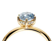 Hidden Halo Engagement Ring Setting for Fancy Blue Marquise Center with Thin Round-Wire Band and Prong Head in Yellow Gold