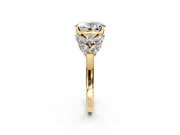 Leaf Cluster Engagement Ring Setting for Oval Center with Marquise Accents and Prong Head in Yellow Gold