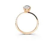 Solitaire Engagement Ring Setting for Marquise Center with Fine Pave Accents and Prong Head in Rose Gold