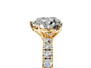 Solitaire Engagement Ring Setting for Heart-Shaped Center with Large Accent Band and Prong Head in Yellow Gold