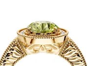 Milgrain Halo Engagement Ring Setting for Fancy Yellow Round Cut Center with Pave Band and Prong Head in Yellow Gold