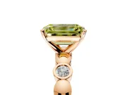 Solitaire Engagement Ring Setting for Fancy Yellow Emerald Cut Center with Beaded Bezel Station Band and Prong Head in Rose Gold