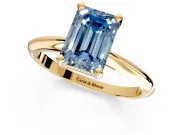 Solitaire Engagement Ring Setting for Fancy Blue Emerald Cut Center with Knife Ridge Band and Claw Prong Head in Yellow Gold