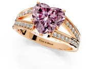 Split Shank Engagement Ring Setting for Fancy Pink Heart-Shaped Center with Pave Split Shank and Prong Head in Rose Gold