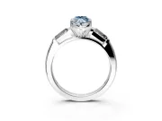 3 Stone Engagement Ring Setting for Fancy Blue Marquise Center with Tapered Baguettes, Plain Band and Prong Head in Platinum