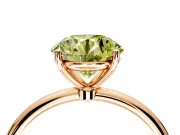 Solitaire Engagement Ring Setting for Fancy Yellow Round Cut Center with Straight Thin Band and Prong Head in Rose Gold