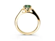 Solitaire Engagement Ring Setting for Fancy Green Cushion Cut Center with Channel Accents and Prong Head in Yellow Gold