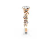 Solitaire Engagement Ring Setting for Princess Cut Center with Bar-Station Pave Twist and Prong Head in Rose Gold