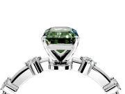 Solitaire Engagement Ring Setting for Fancy Green Emerald Cut Center with Bezel Station Band and Prong Head in Platinum