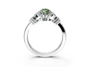 Floral Engagement Ring Setting for Fancy Green Pear-Shaped Center with Marquise Cluster Shoulders and Prong Head in White Gold