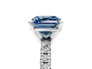 Solitaire Engagement Ring Setting for Fancy Blue Asscher Cut Center with Large Accents and Prong Head in Platinum